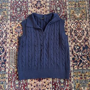 Navy Cable Knit Sleeveless Sweater Vest